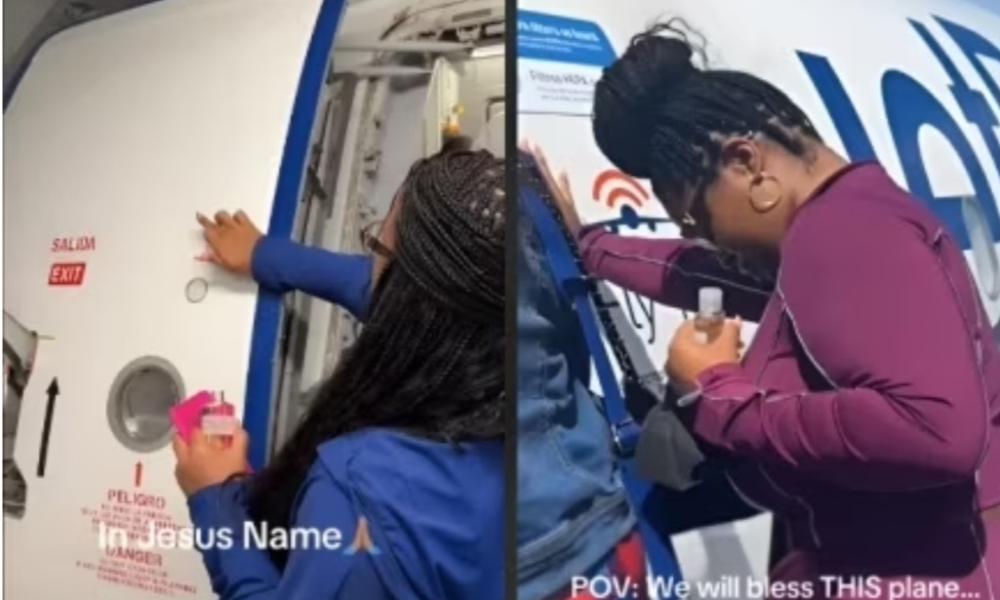 Woman Anoints Plane with Holy Water Before Takeoff Amid Recent Aviation Crashes (Video)