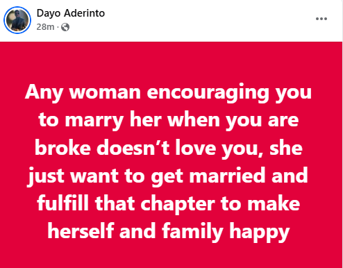 Don’t Marry If You’re Broke – Nigerian Man Warns Men Over Wives Begging for Food