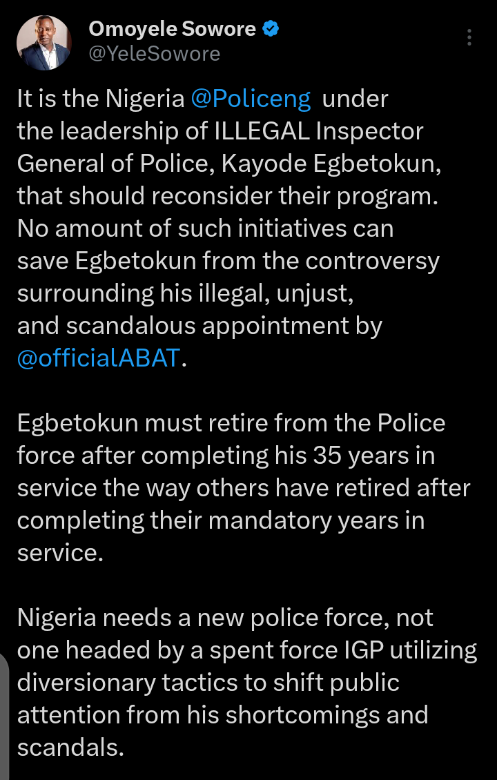 Sowore Responds As Igp Calls For Protest Cancellation On National Police Day