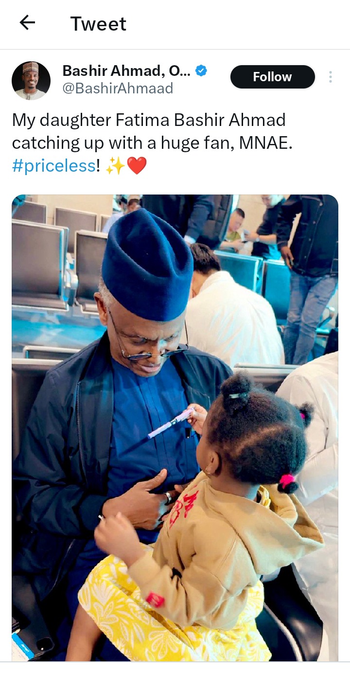 Social Media Buzz As Bashir Ahmad Shares Adorable Photo Of His Daughter With Nasir El-Rufai Social Media Buzz As Bashir Ahmad Shares Adorable Photo Of His Daughter With Nasir El-Rufai