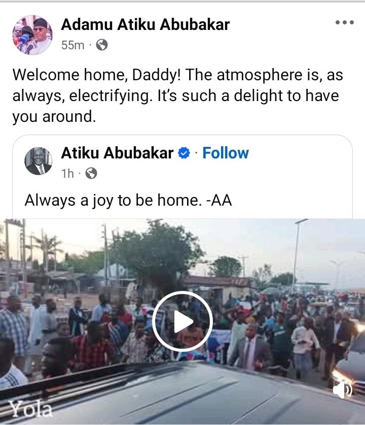 Adamu Atiku Abubakar Welcomes Father Back To Adamawa In Emotional Homecoming Adamu Atiku Abubakar Welcomes Father Back To Adamawa In Emotional Homecoming
