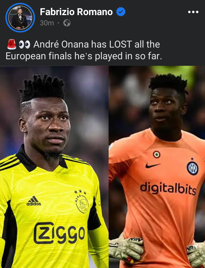 Uel Final: Andre Onana’s Track Record In European Finals Ahead Of Tottenham Clash Uel Final: Andre Onana’s Track Record In European Finals Ahead Of Tottenham Clash
