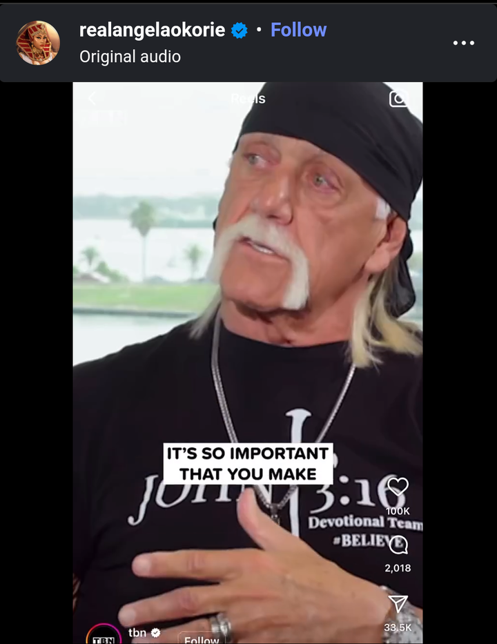 Angela Okorie Shares Video of Late Hulk Hogan Discussing His Christian Faith